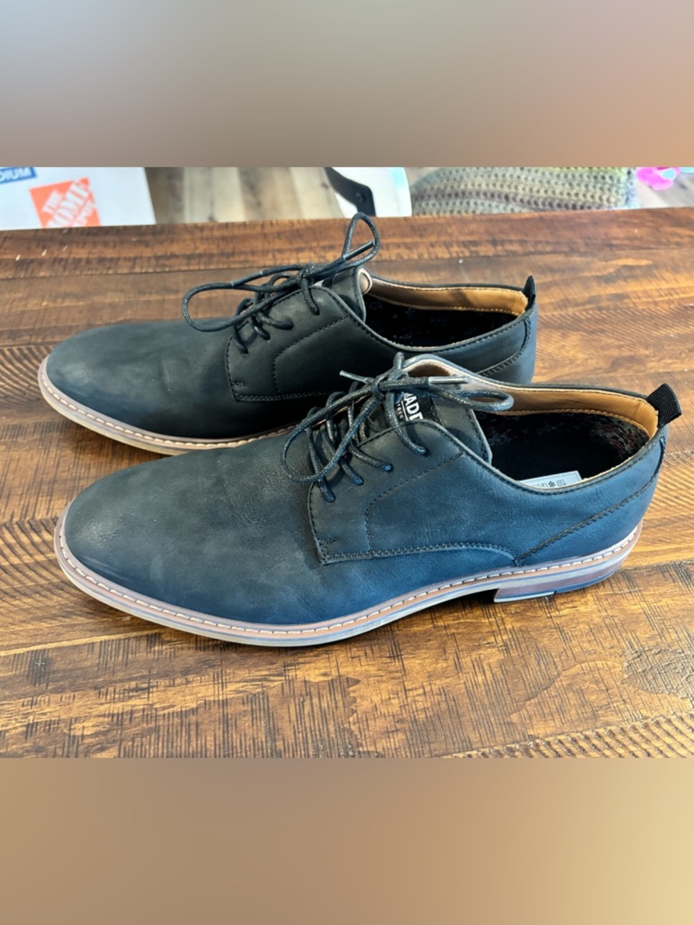 Steve Madden Black Derby Oxfords with Tan Contrast Sole